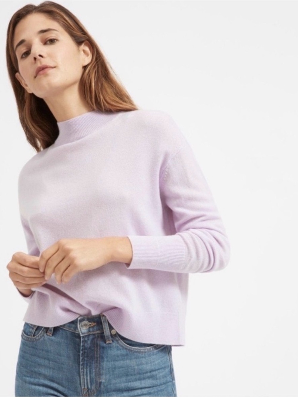 Everlane Light Pink Mock Neck 100% Cashemere Sweater